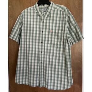 Carhartt Shirt Mens 2XL Multicolor Green Plaid Button Workwear Outdoor Relax Fit